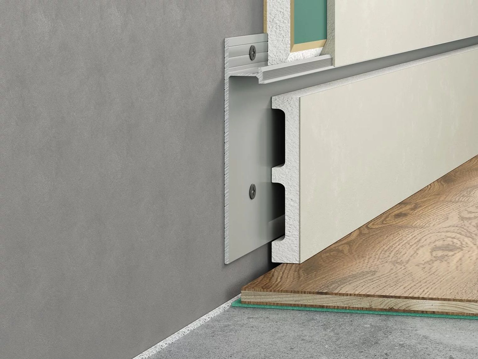 Плинтус алюминиевый скрытый с подсветкой Laconistiq Strong 42-100-300 без покрытия 3000×80×13,1