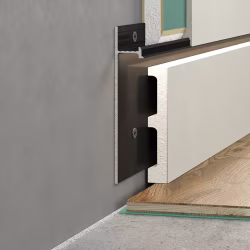 Плинтус алюминиевый скрытый с подсветкой Laconistiq Strong Черный RAL 9005 42-21-300 матовый 3000×80×13,1