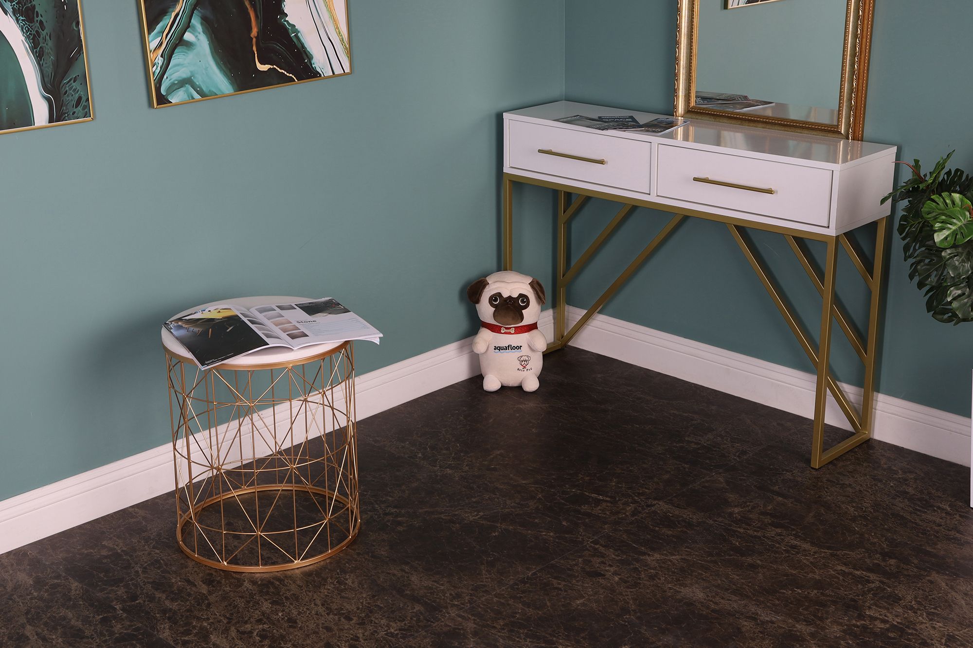 Кварцвиниловый SPC ламинат Aquafloor Stone XL AF5031ESXL 940×470×5 фото в интерьере