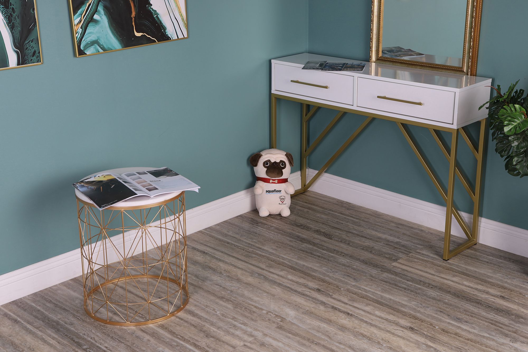 Кварцвиниловый SPC ламинат Aquafloor Stone XL AF5013OSXL 940×470×5 фото в интерьере