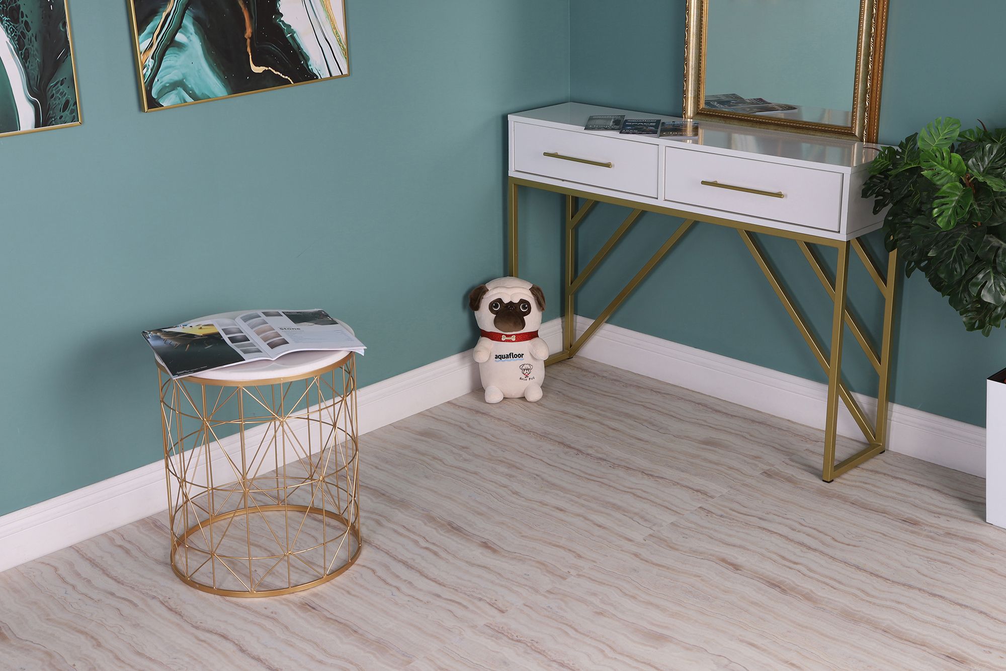 Кварцвиниловый SPC ламинат Aquafloor Stone XL AF5011OSXL 940×470×5 фото в интерьере