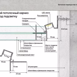 Профиль алюминиевый теневой с подсветкой Laconistiq Gips 51-100-300 без покрытия 3000×43,8×44,1