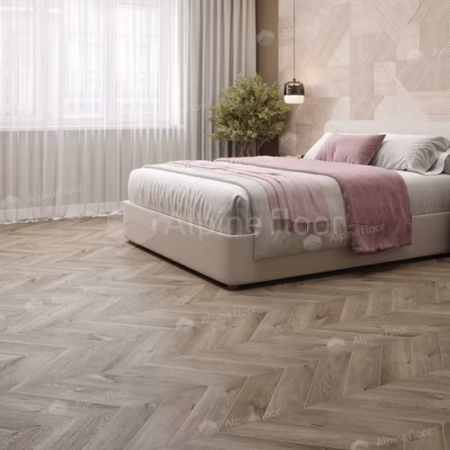 Кварцвиниловая плитка Alpine Floor клеевая Chevron Alpine LVT Дуб Натуральный отбеленный Chevron ECO 20-3 французская елка 555×127×2,5