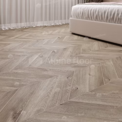 Кварцвиниловая плитка Alpine Floor клеевая Chevron Alpine LVT Дуб Натуральный отбеленный Chevron ECO 20-3 французская елка 555×127×2,5