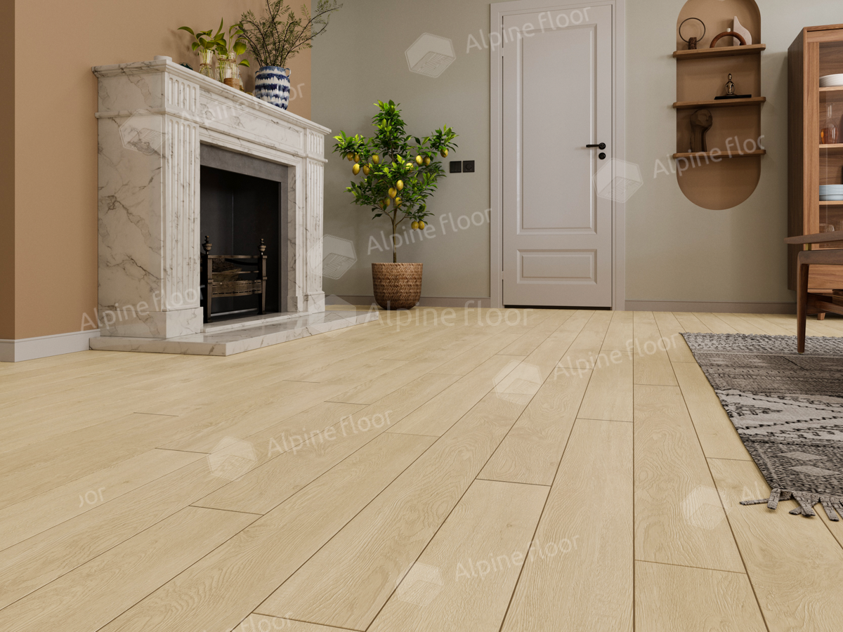 Кварцвиниловый SPC ламинат Alpine Floor Grand Sequoia Village Камфора ECO 11-507 1220×125×4 фото в интерьере