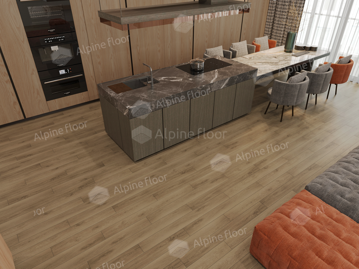 Кварцвиниловый SPC ламинат Alpine Floor Grand Sequoia Village Вайпуа ECO 11-1907 1220×125×4 фото в интерьере