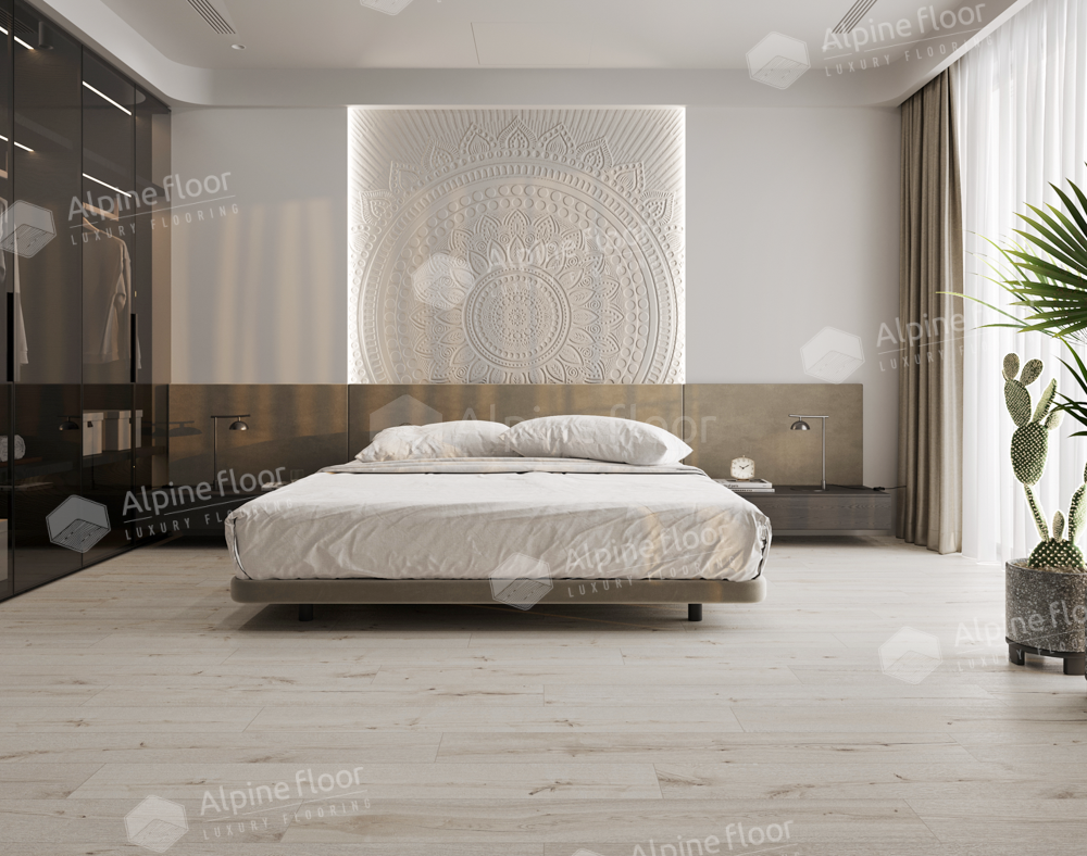 Кварцвиниловый SPC ламинат Alpine Floor ProNature Newtown Creek 62478 1290×203×4 фото в интерьере