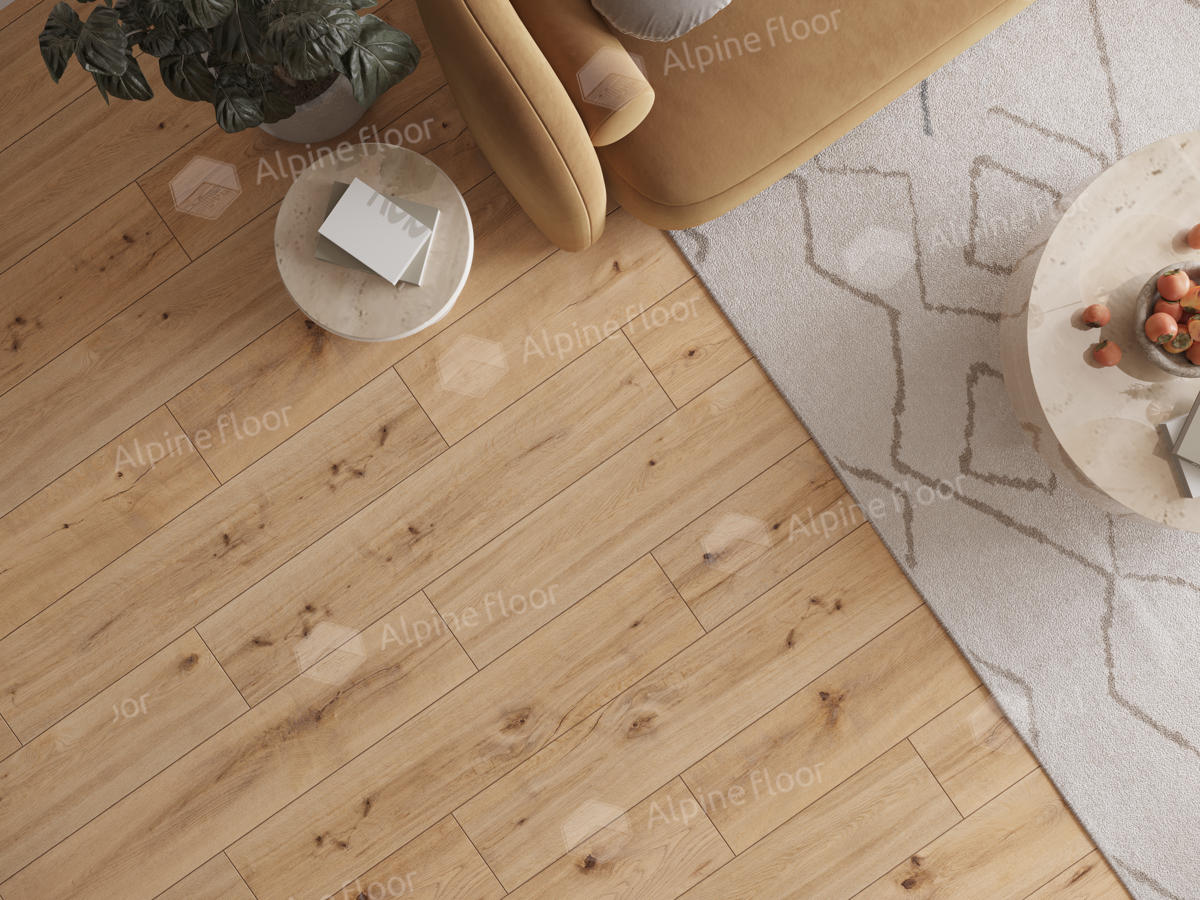 Кварцвиниловый SPC ламинат Alpine Floor ProNature Barranquilla 62537 1290×246×4 фото в интерьере