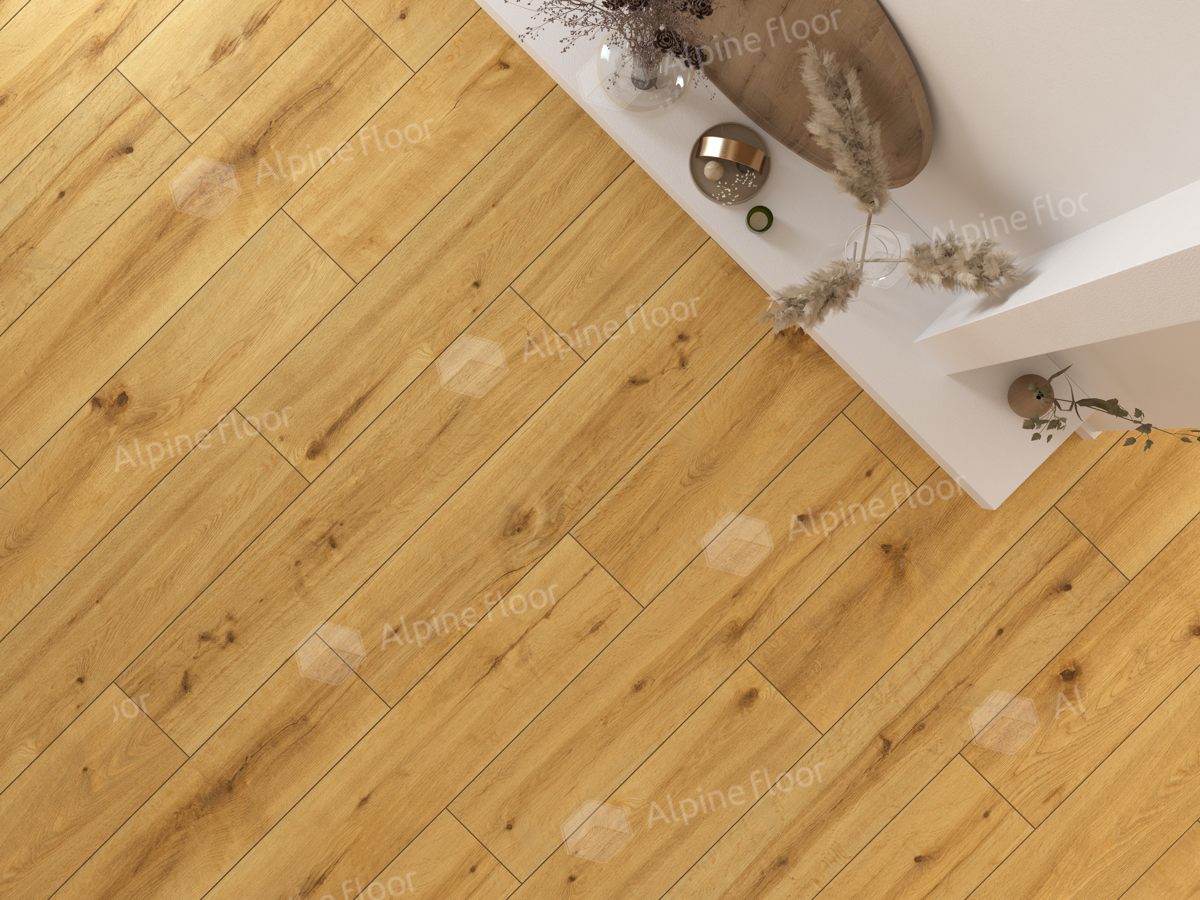 Кварцвиниловый SPC ламинат Alpine Floor ProNature Soledad 62538 1290×246×4 фото в интерьере