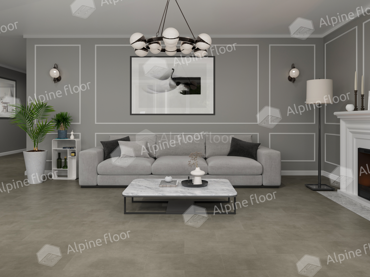 Кварцвиниловый SPC ламинат Alpine Floor ProNature Killelton 63137 638×310×4 фото в интерьере