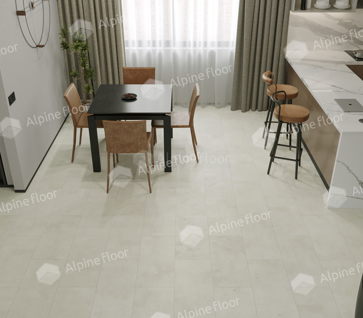 Кварцвиниловый SPC ламинат Alpine Floor ProNature Milford 63138 638×310×4 фото в интерьере