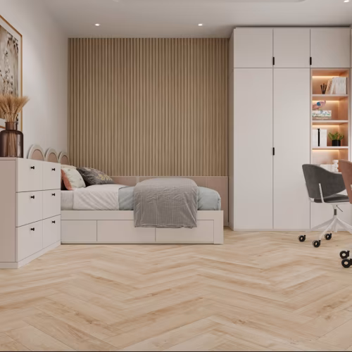 Кварцвиниловый SPC ламинат Cronafloor Herringbone Дуб Дижон H010 венгерская елка 640×128×4,5