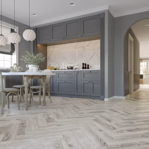 Кварцвиниловый SPC ламинат Cronafloor Herringbone Дуб Страсбург H005 венгерская елка 640×128×4,5