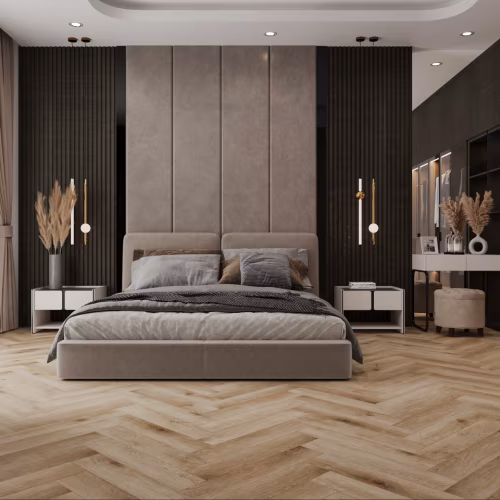 Кварцвиниловый SPC ламинат Cronafloor Herringbone Дуб Монпелье H004 венгерская елка 640×128×4,5