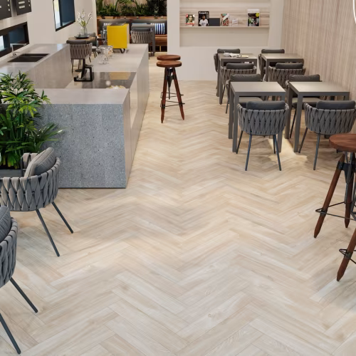 Кварцвиниловый SPC ламинат Cronafloor Herringbone Дуб Ницца H002 венгерская елка 640×128×4,5