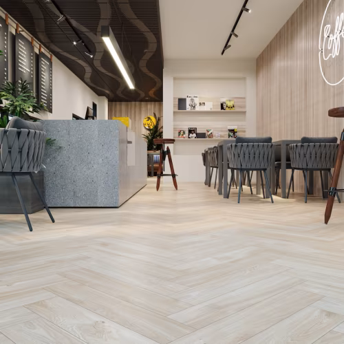 Кварцвиниловый SPC ламинат Cronafloor Herringbone Дуб Ницца H002 венгерская елка 640×128×4,5