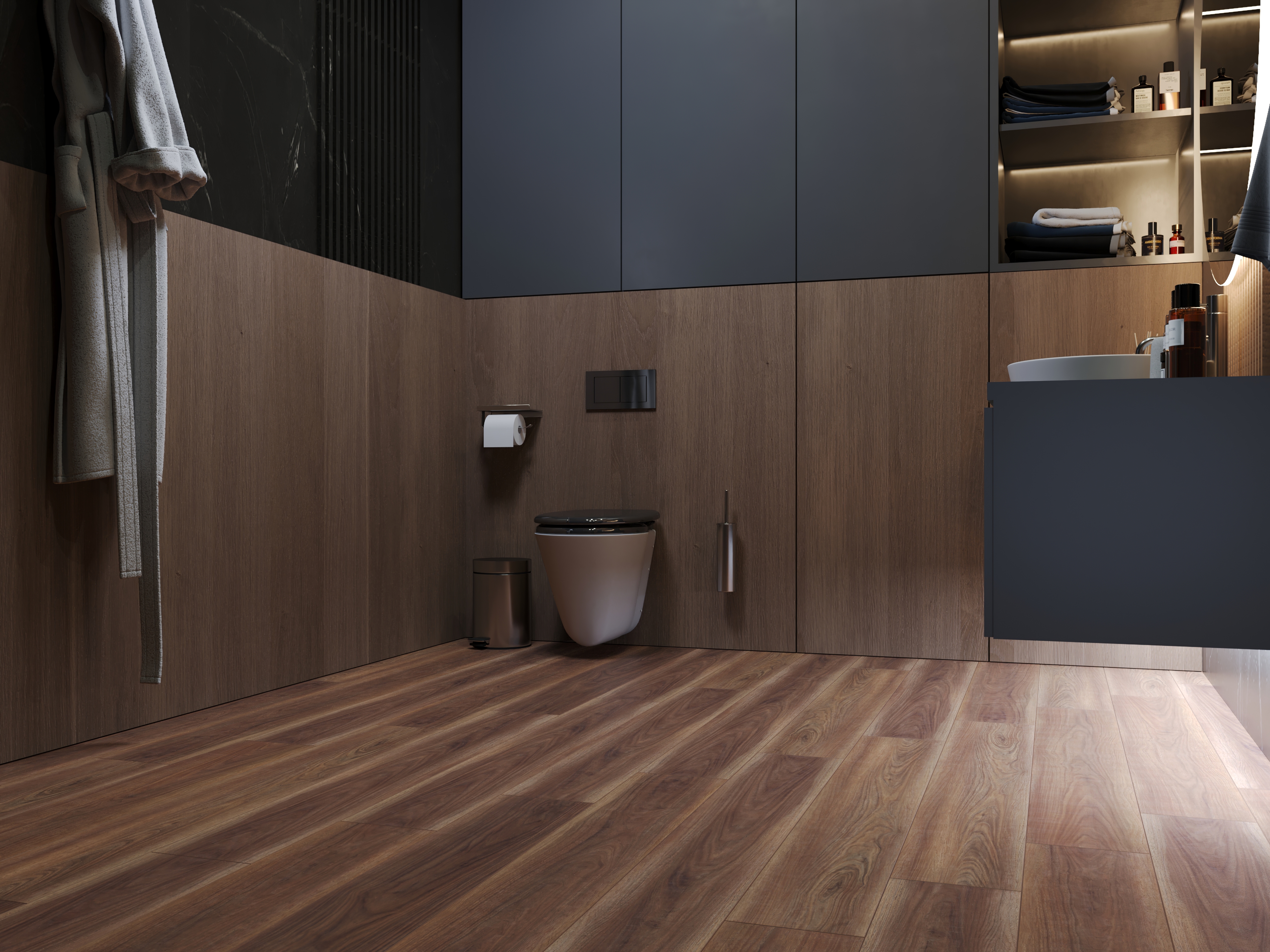 Кварцвиниловый SPC ламинат Cronafloor Grand Sequoia Дуб Красный 1200×180×5 фото в интерьере