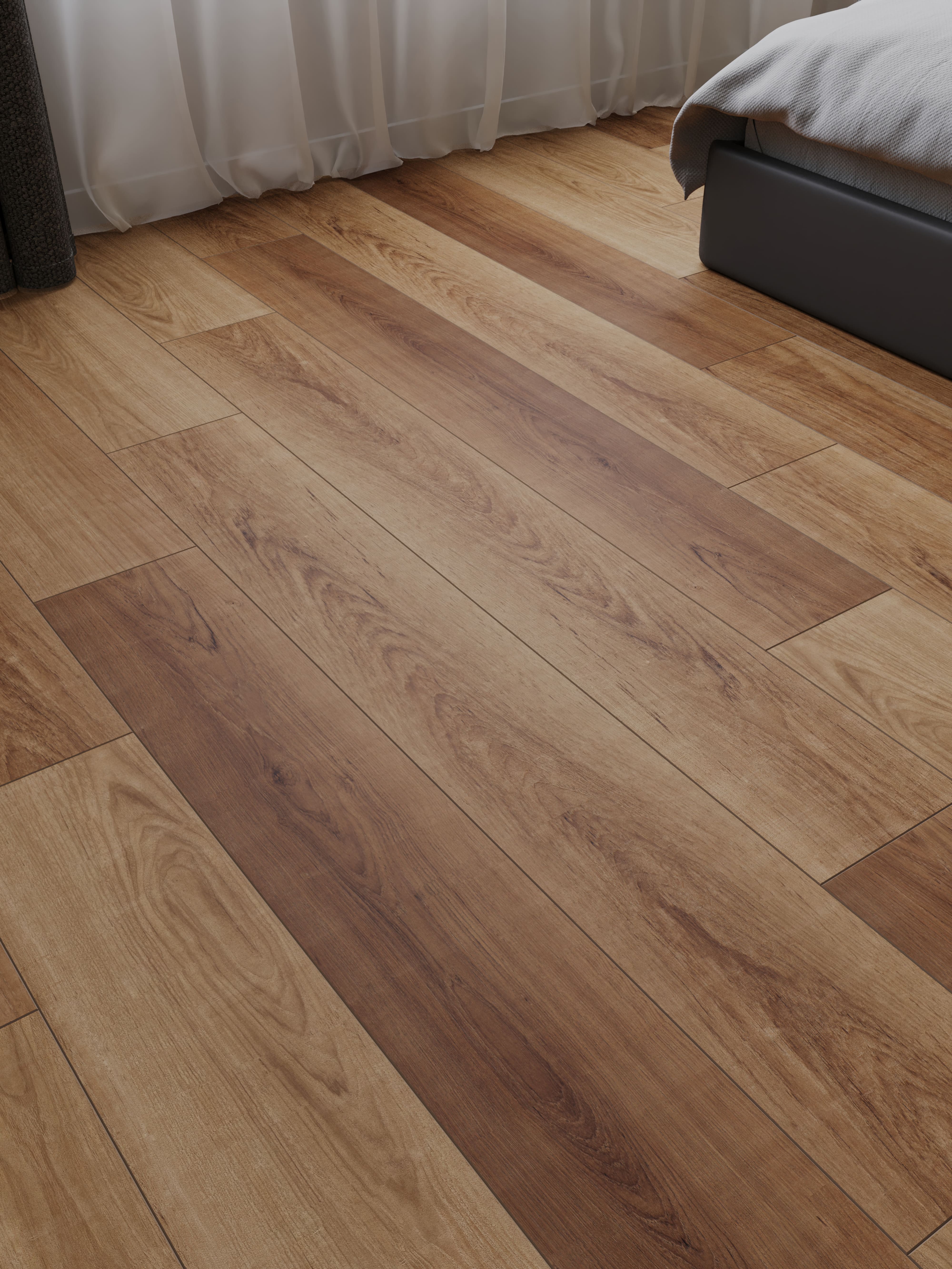 Кварцвиниловый SPC ламинат Cronafloor Grand Sequoia Дуб Шоколадный 1200×180×5 фото в интерьере