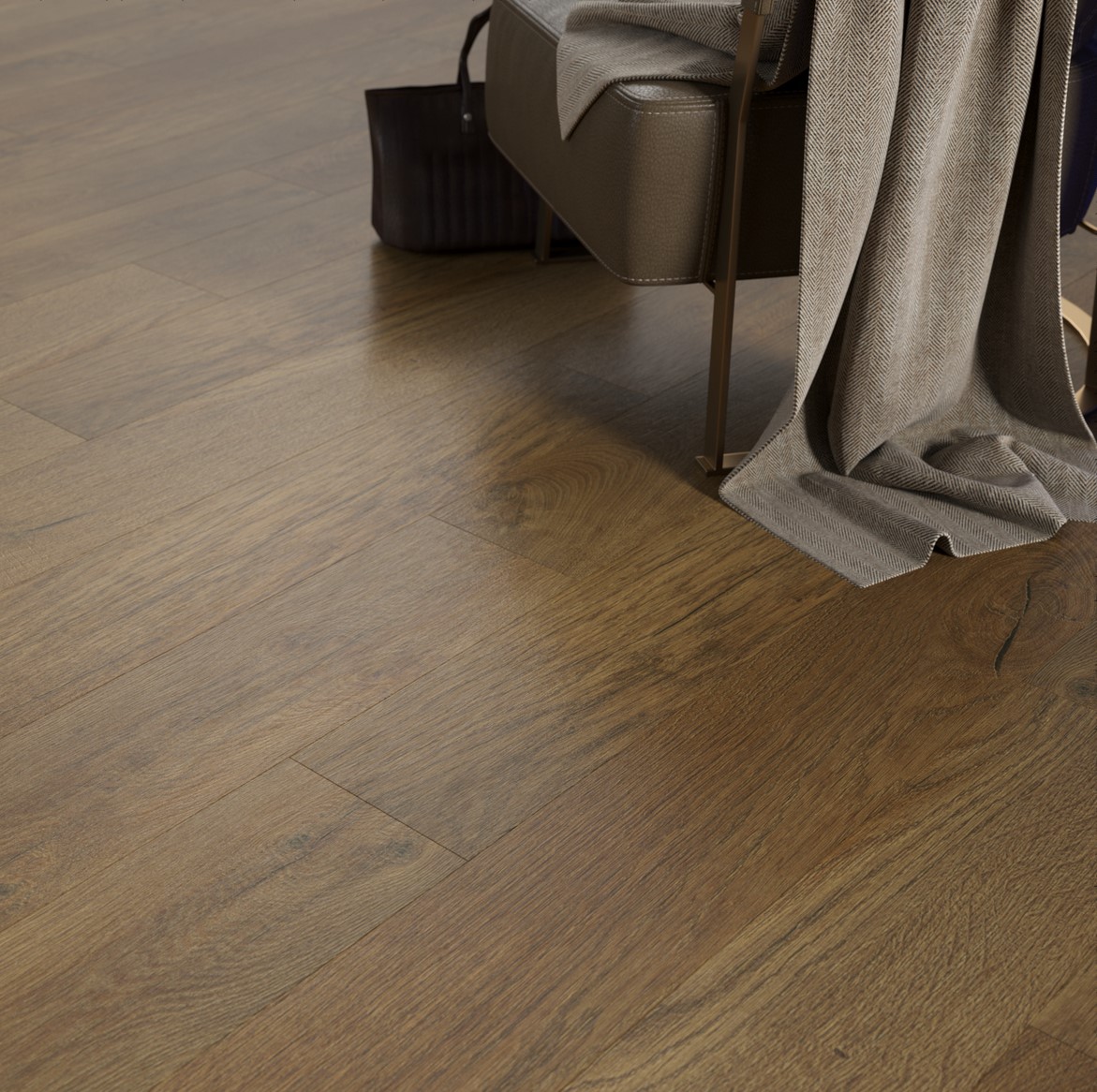 Кварцвиниловая плитка FineFloor замковая Rich Дуб Каламос FF-1996 1316×191×4,5 фото в интерьере