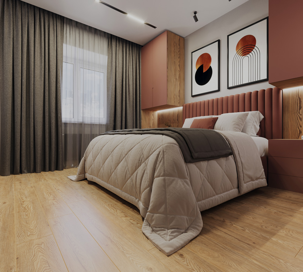 Кварцвиниловый SPC ламинат Cronafloor Wood Дуб Паланга XJ1053-7 1200×180×4 фото в интерьере