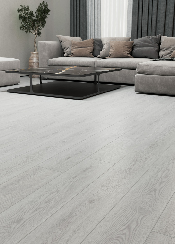 Кварцвиниловый SPC ламинат Cronafloor Wood Дуб Нида XJ1023-16 1200×180×4 фото в интерьере