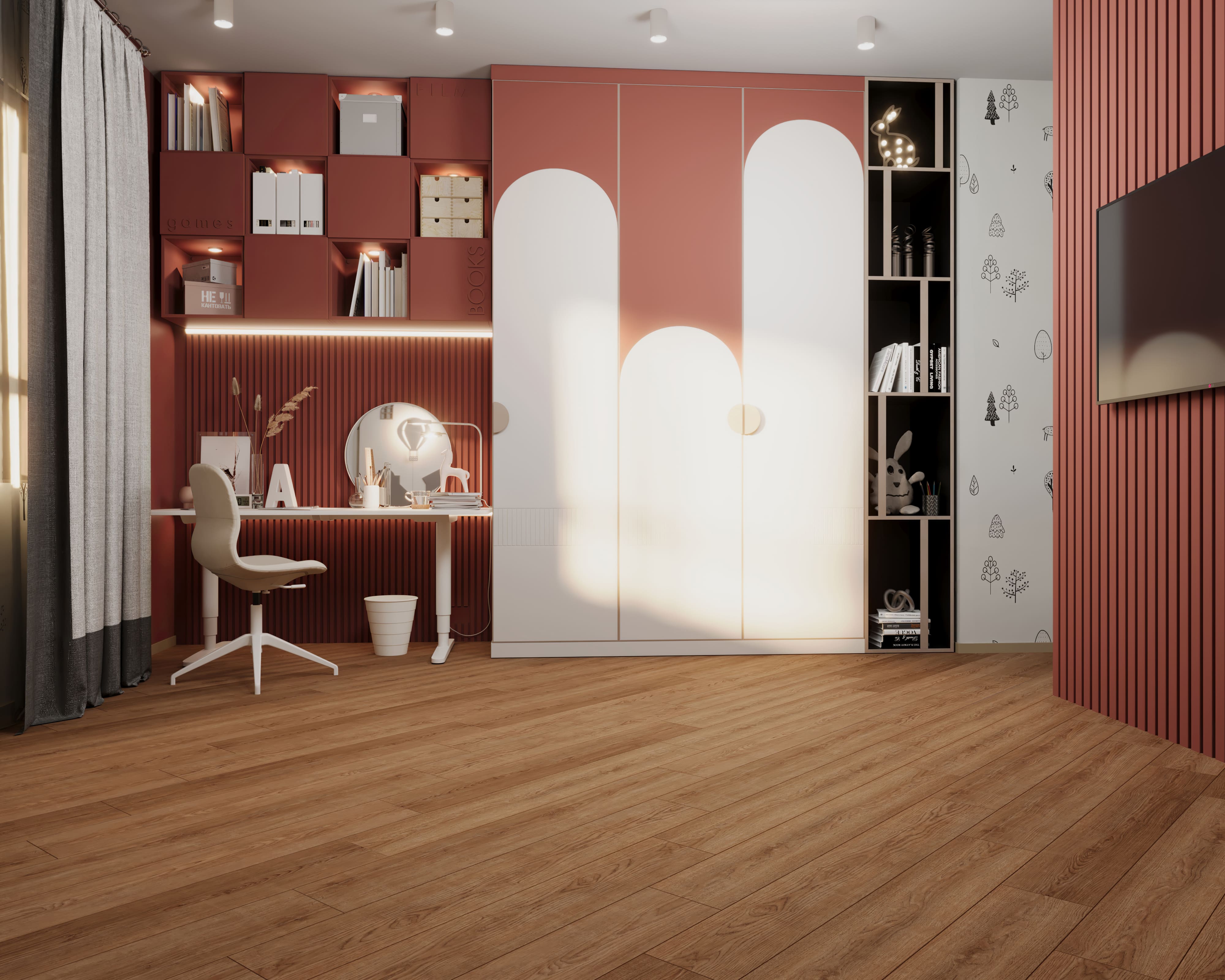 Кварцвиниловый SPC ламинат Cronafloor Wood Дуб Плунге XJ83008-3 1200×180×4 фото в интерьере