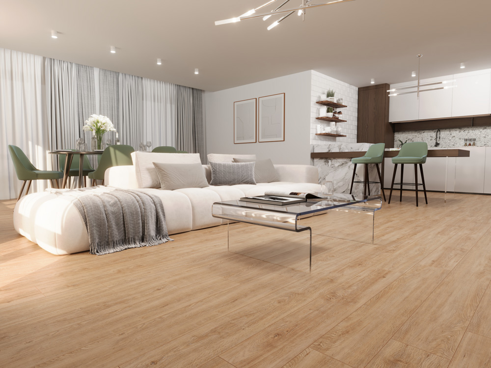 Кварцвиниловый SPC ламинат Cronafloor Wood Дуб Кельме XJ1136-15 1200×180×4