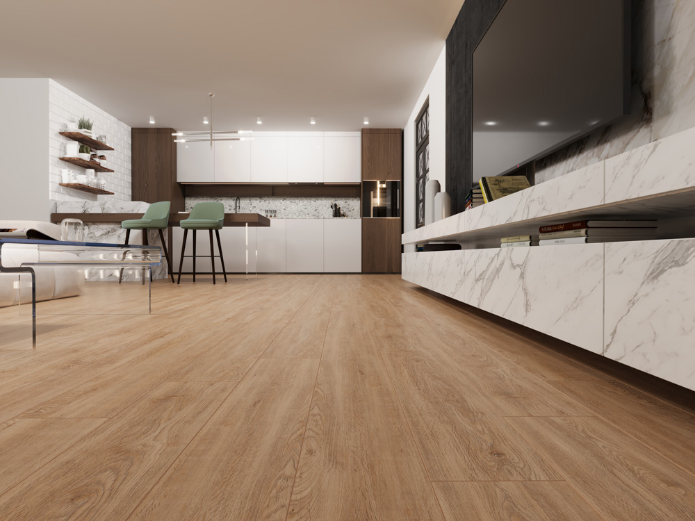 Кварцвиниловый SPC ламинат Cronafloor Wood Дуб Кельме XJ1136-15 1200×180×4