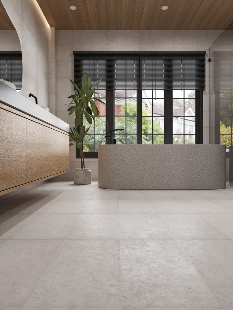 Кварцвиниловый SPC ламинат Cronafloor Stone Гохара XJ87026-17B 600×300×4 фото в интерьере