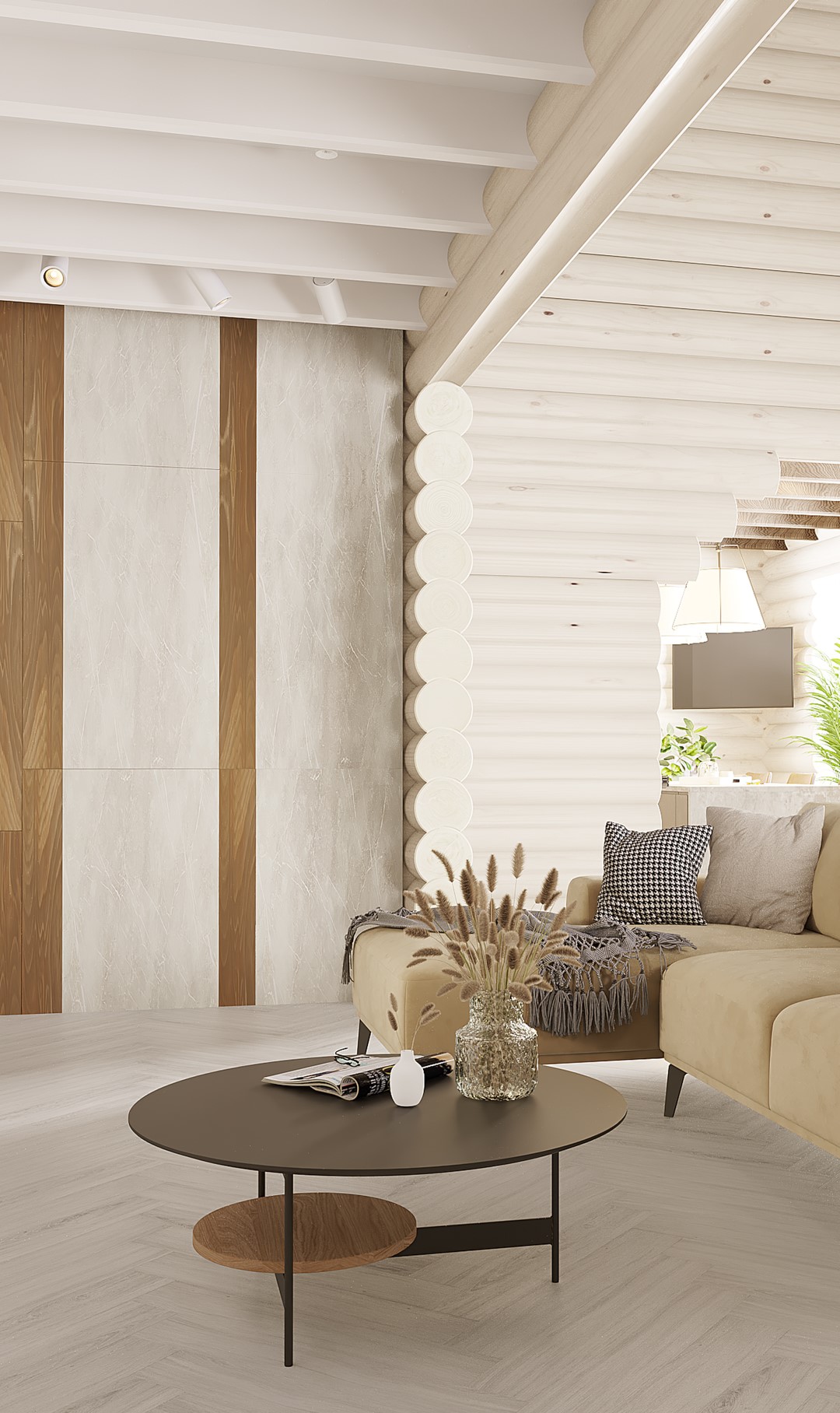 Кварцвиниловая плитка Vinilam клеевая Parquet Herringbone Glue Паркет Санторини GD11366 венгерская елка 762×152,4×2,5 фото в интерьере