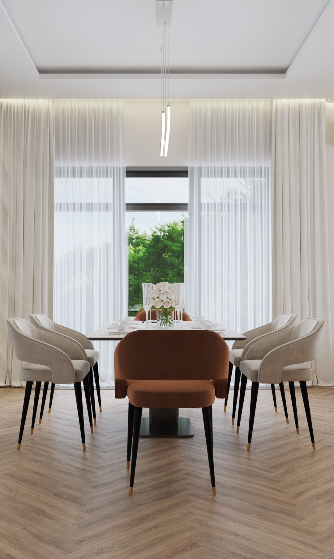 Кварцвиниловая плитка Vinilam клеевая Parquet Herringbone Glue Паркет Монпелье GD11355 венгерская елка 762×152,4×2,5 фото в интерьере