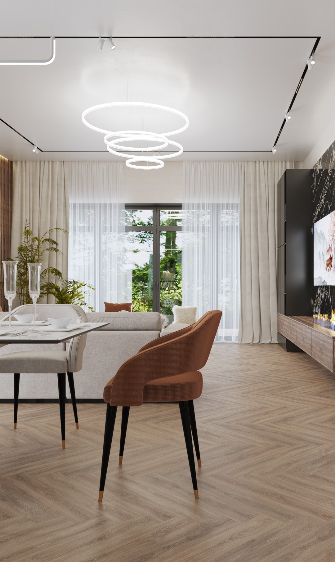 Кварцвиниловая плитка Vinilam клеевая Parquet Herringbone Glue Паркет Монпелье GD11355 венгерская елка 762×152,4×2,5 фото в интерьере