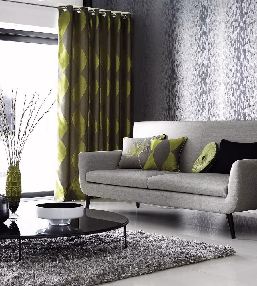 Обои Harlequin Colour 1 Enigma Silver Grey And Sparkle 110101 10,05×0,52 фото в интерьере