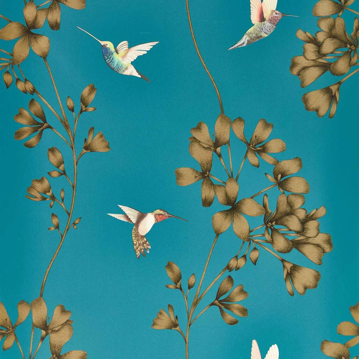Обои Harlequin Colour 1 Amazilia Teal/Gold 112604 10,05×0,686