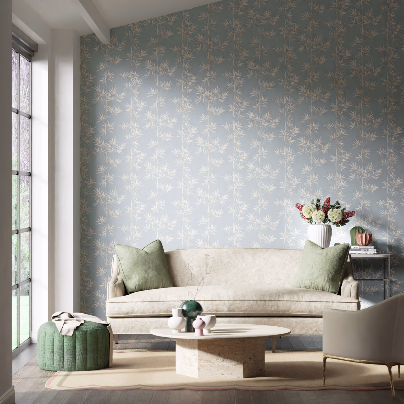 Обои Harlequin Diane Hill Isabella Sky/Porcelain 112913 10,05×0,52 фото в интерьере