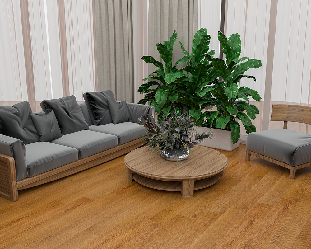 Кварцвиниловый SPC ламинат Alta Step Excelente Дуб золотистый SPC 6610 1218×180×5 фото в интерьере