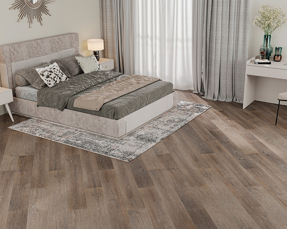 Кварцвиниловый SPC ламинат Alta Step Excelente Дуб кантри SPC 6606 1218×180×5 фото в интерьере