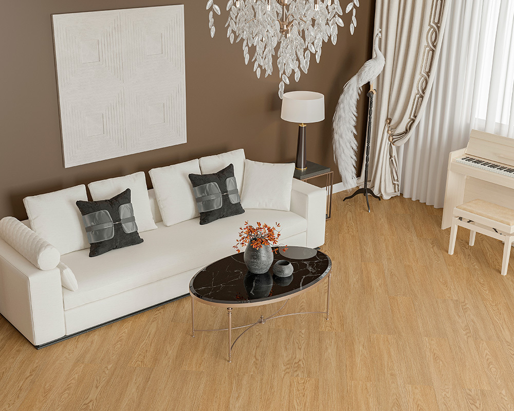 Кварцвиниловый SPC ламинат Alta Step Excelente Дуб ванильный SPC 6601 1218×180×5 фото в интерьере