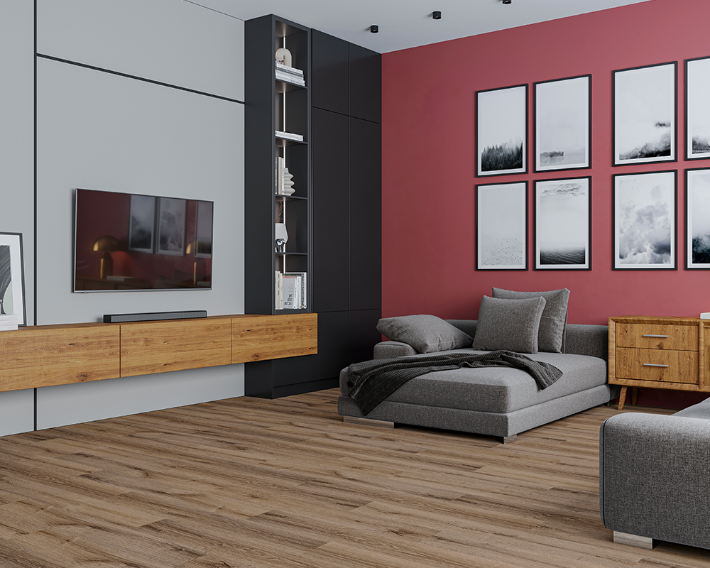 Кварцвиниловый SPC ламинат Alta Step Perfecto Дуб классический SPC 8803 1218×180×5 фото в интерьере