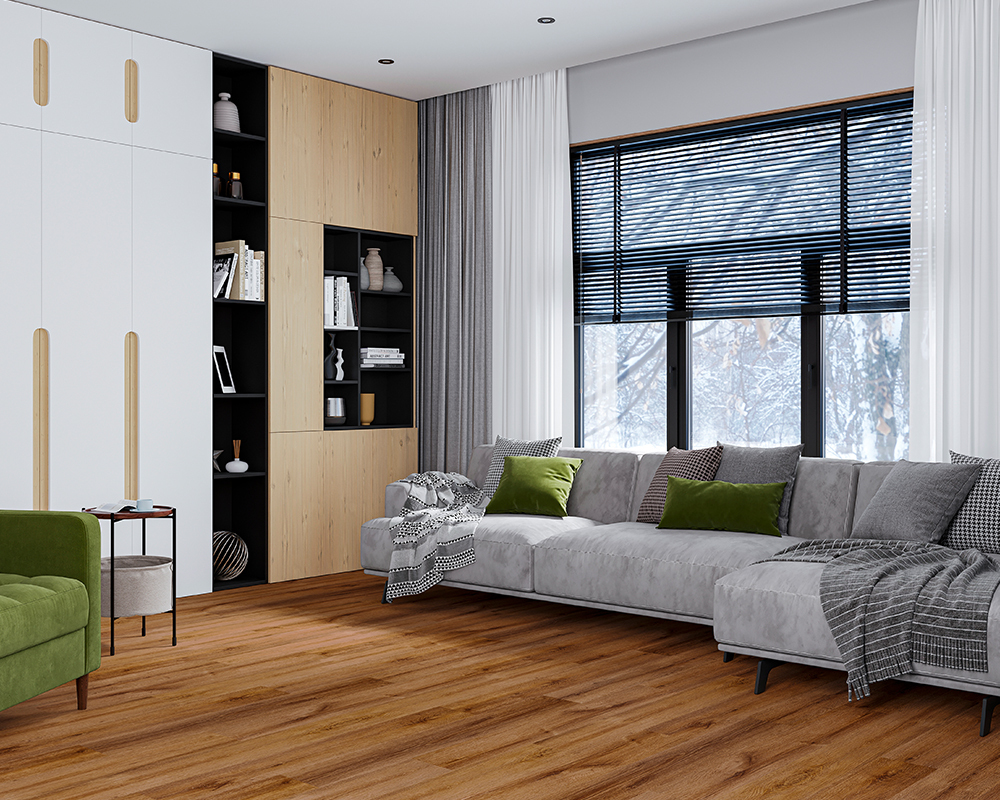 Кварцвиниловый SPC ламинат Alta Step Perfecto Дуб желтый SPC 8804 1218×180×5,3 фото в интерьере