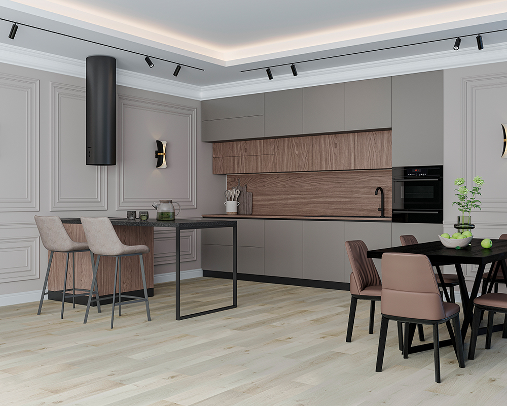 Кварцвиниловый SPC ламинат Alta Step Perfecto Дуб дальневосточный SPC 8813 1218×180×5 фото в интерьере