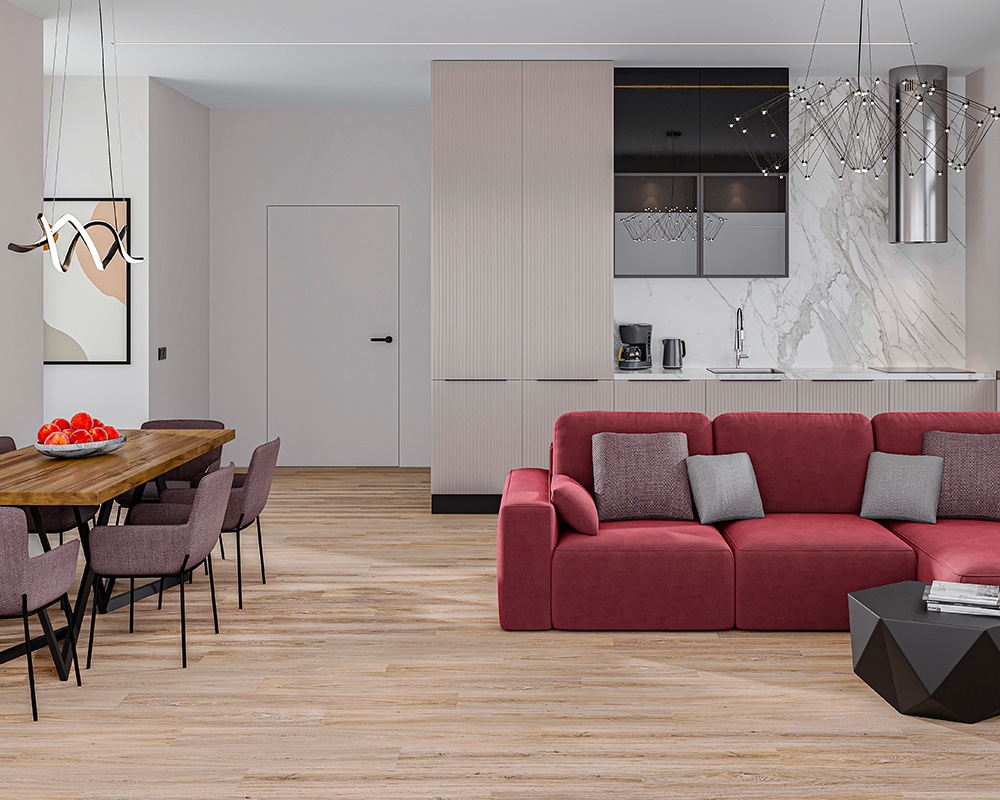 Кварцвиниловый SPC ламинат Alta Step Nativo Дуб воздушный SPC 2202 1218×180×4 фото в интерьере