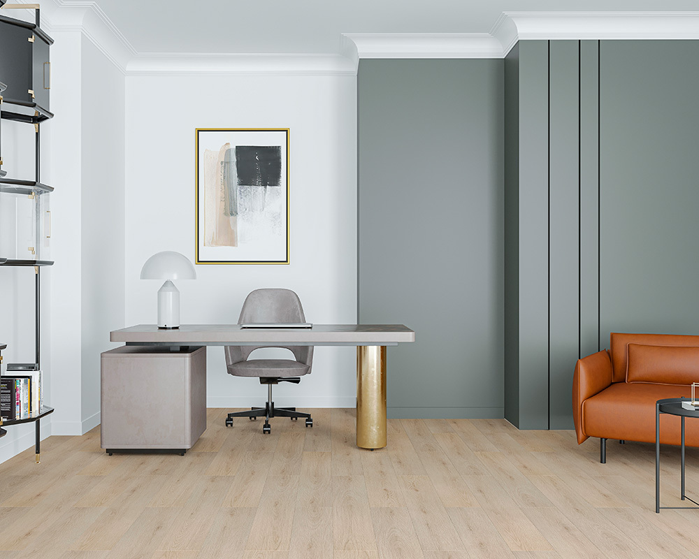 Кварцвиниловый SPC ламинат Alta Step Gusto Дуб баноффи SPC3302 1218×180×4 фото в интерьере