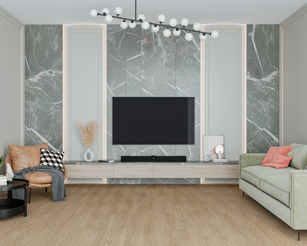 Кварцвиниловый SPC ламинат Alta Step Gusto Дуб мильфей SPC3303 1218×180×4 фото в интерьере