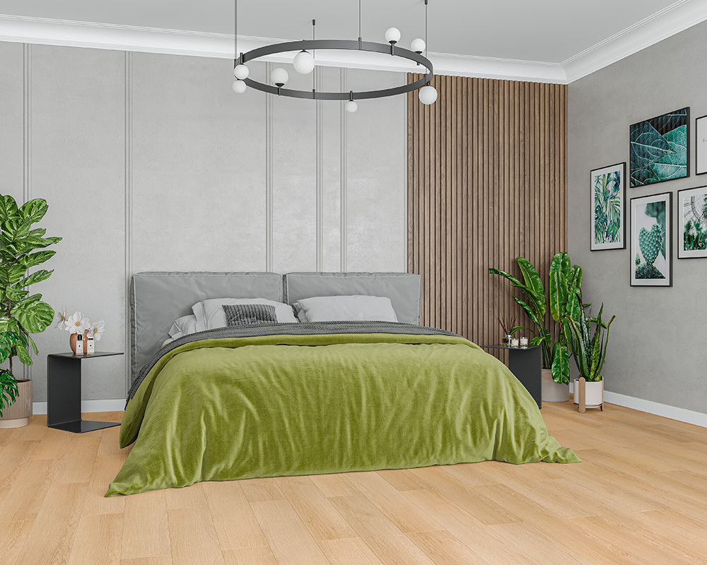 Кварцвиниловый SPC ламинат Alta Step Gusto Дуб марципан SPC3304 1218×180×4 фото в интерьере