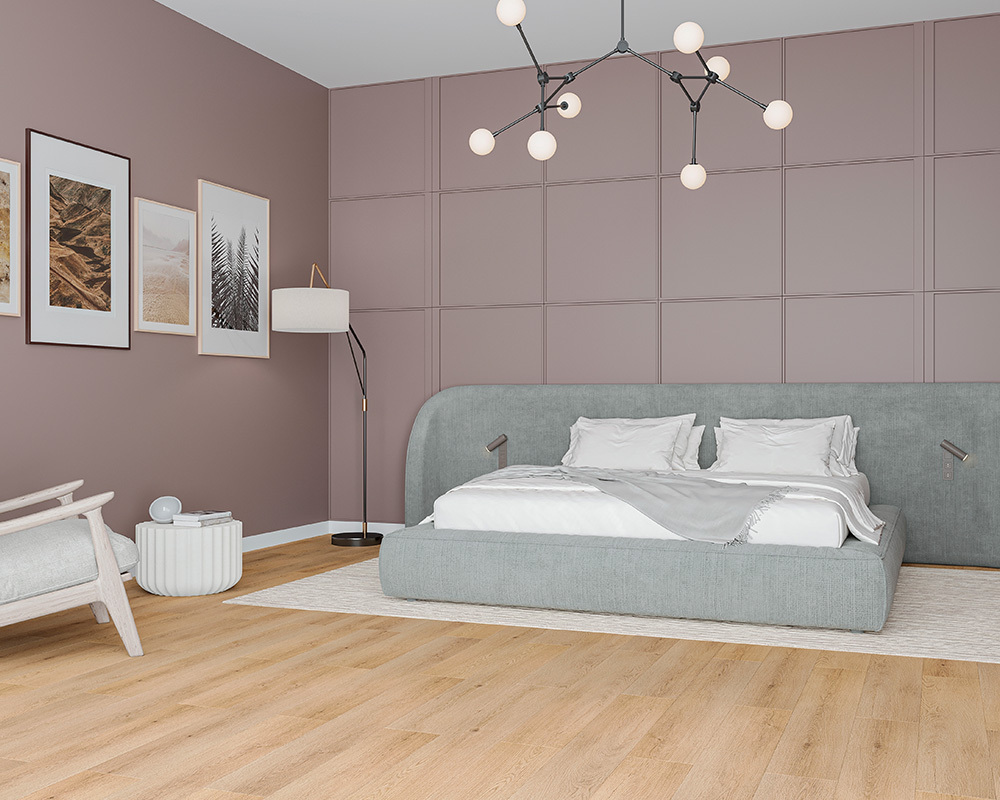 Кварцвиниловый SPC ламинат Alta Step Gusto Дуб меренга SPC3305 1218×180×4 фото в интерьере