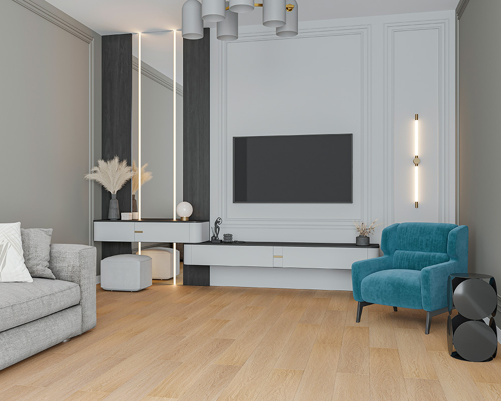 Кварцвиниловый SPC ламинат Alta Step Gusto Дуб кардамон SPC3307 1218×180×4 фото в интерьере