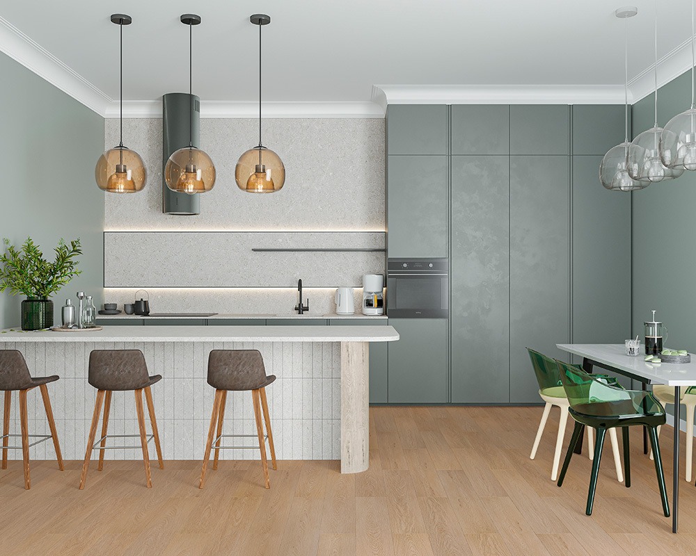 Кварцвиниловый SPC ламинат Alta Step Gusto Дуб брауни SPC3309 1218×180×4 фото в интерьере