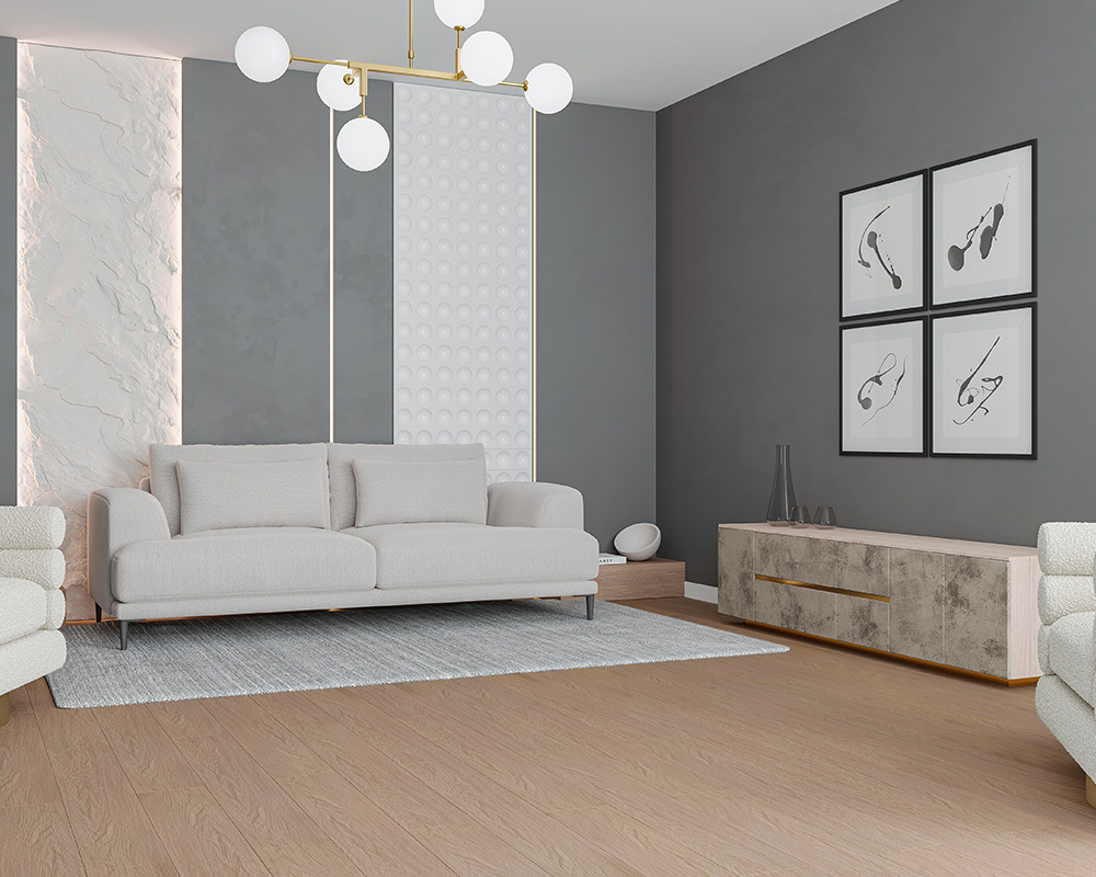 Кварцвиниловый SPC ламинат Alta Step Gusto Дуб грильяж SPC3310 1218×180×4 фото в интерьере