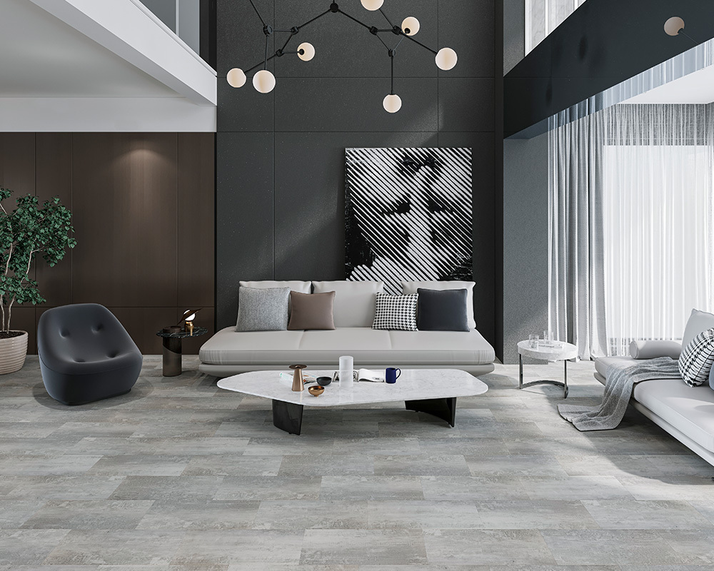 Кварцвиниловый SPC ламинат Alta Step Arriba Гранит светлый SPC 9904 610×305×5 фото в интерьере